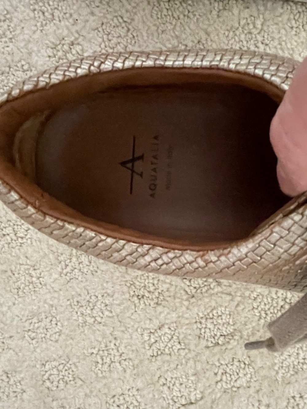Aquatalia Avery Platinum embossed waterproof leather lace up sneakers size 7.5 - Picture 6 of 12
